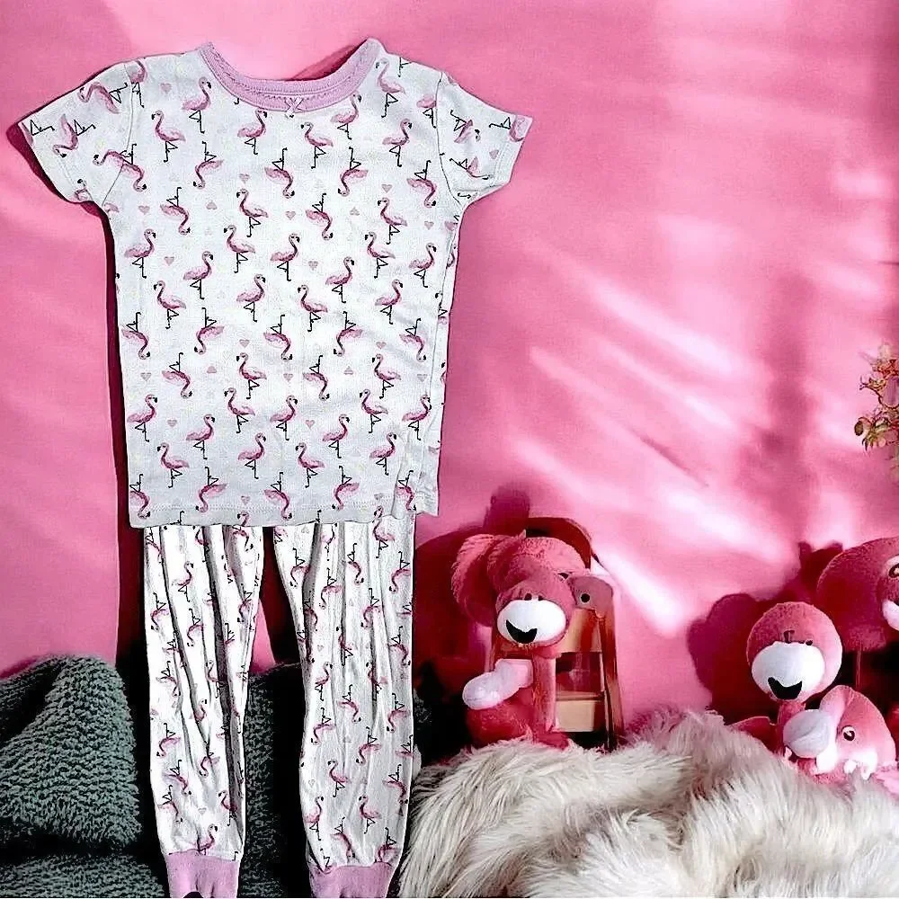 Kid’s Headquarters l 2 pair l Mix & Match l Girl’s PJ’s l Pink w/ Flamingo l 6/7